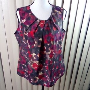 Jones New York Purple and Pink Pleated Blouse